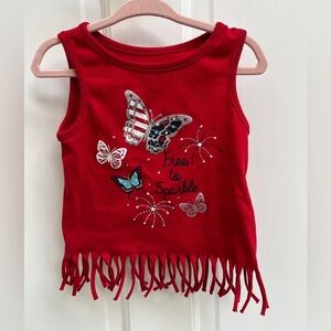 NWOT Way to Celebrate Patriotic 2T Red, White & Blue Free to Sparkle Girls Tank